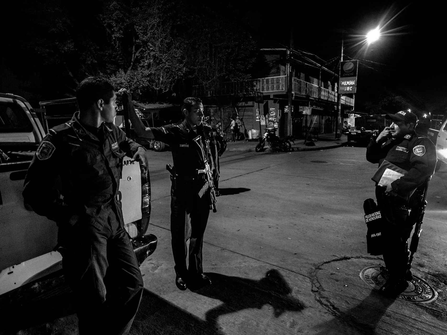 Policía hondureña en San Pedro Sula.