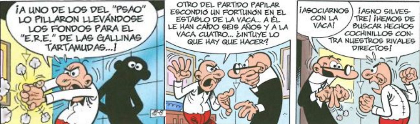 Mortadelo y Filemón dibujan la estrategia para ganar votos.