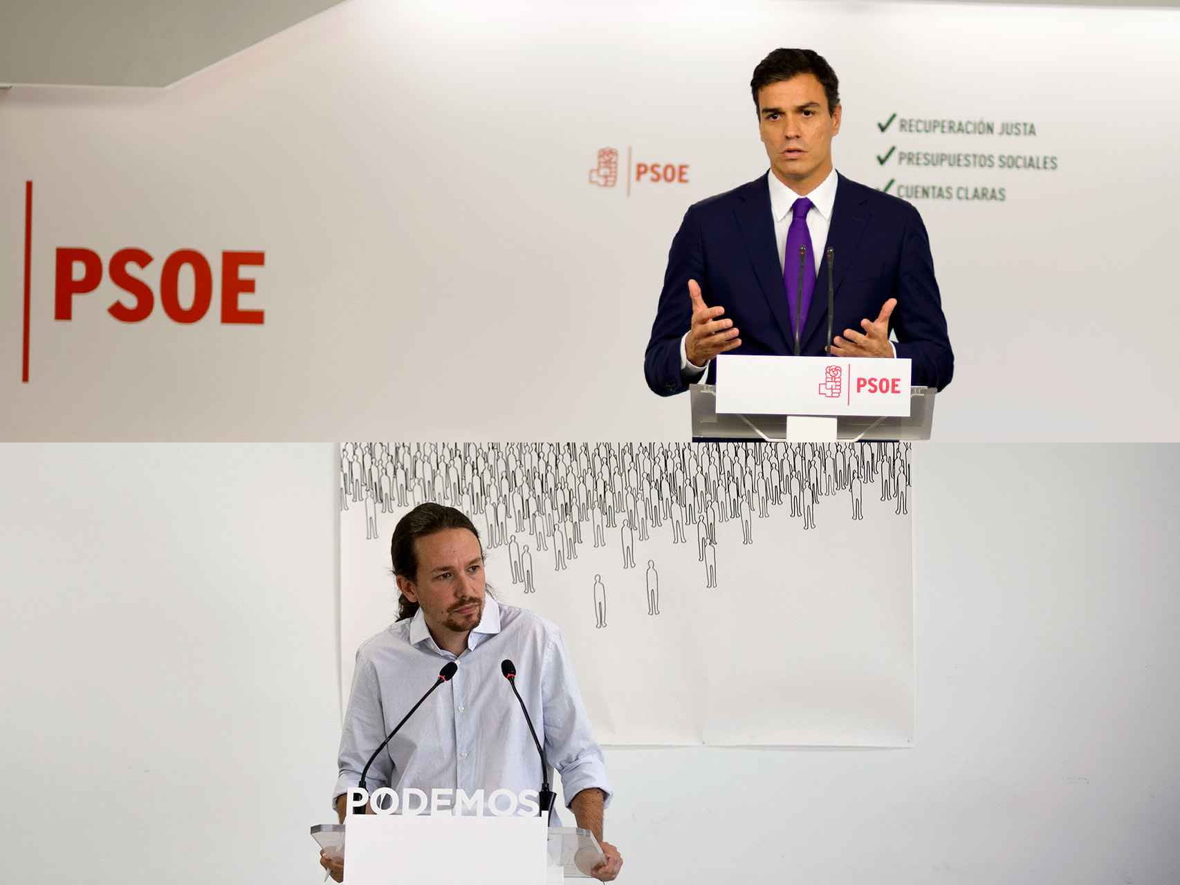 Los líderes del PSOE y Podemos, Pedro Sánchez y Pablo Iglesias.
