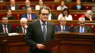 El presidente de la Generalitat en funciones, Artur Mas, al comienzo del debate de investidura