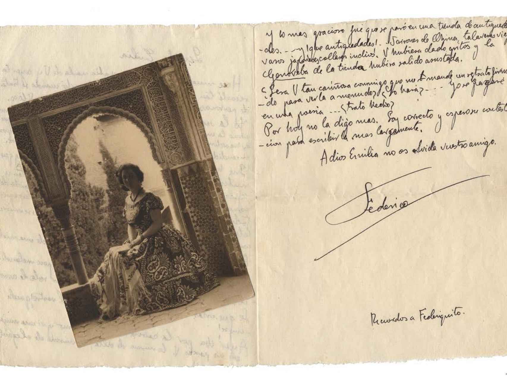La carta de Lorca a Emilia Llanos Medina.