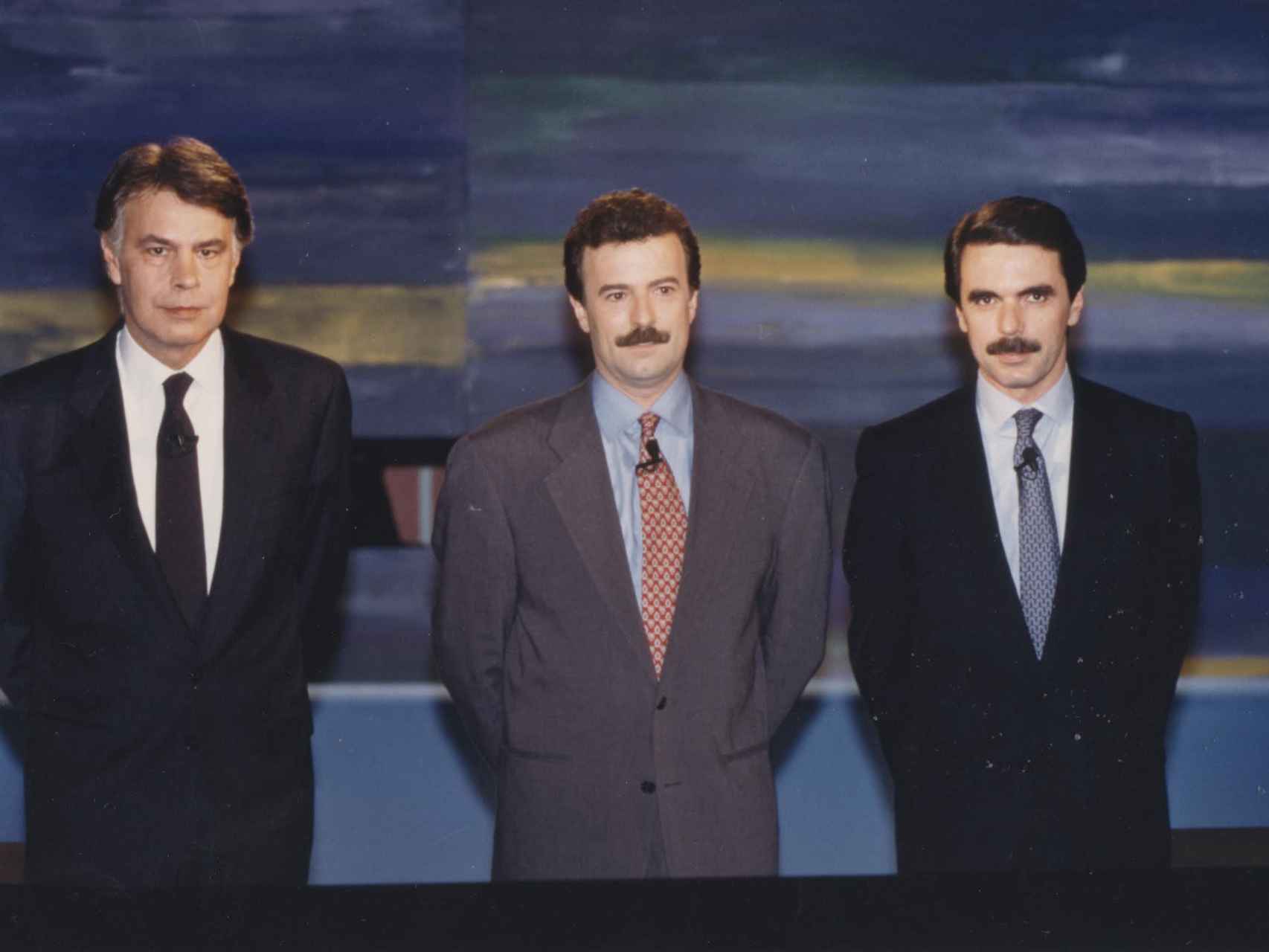González y Aznar con Campo Vidal en uno de los debates de 1993