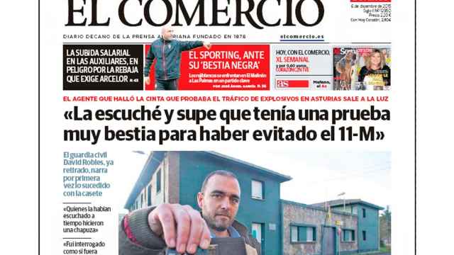 Reproducción de la portada de El Comercio.