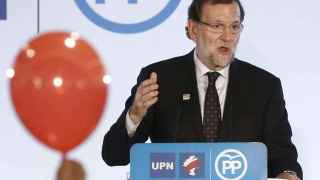 Mariano Rajoy durante de un mitin de la coalición UPN-PP, celebrado en Pamplona