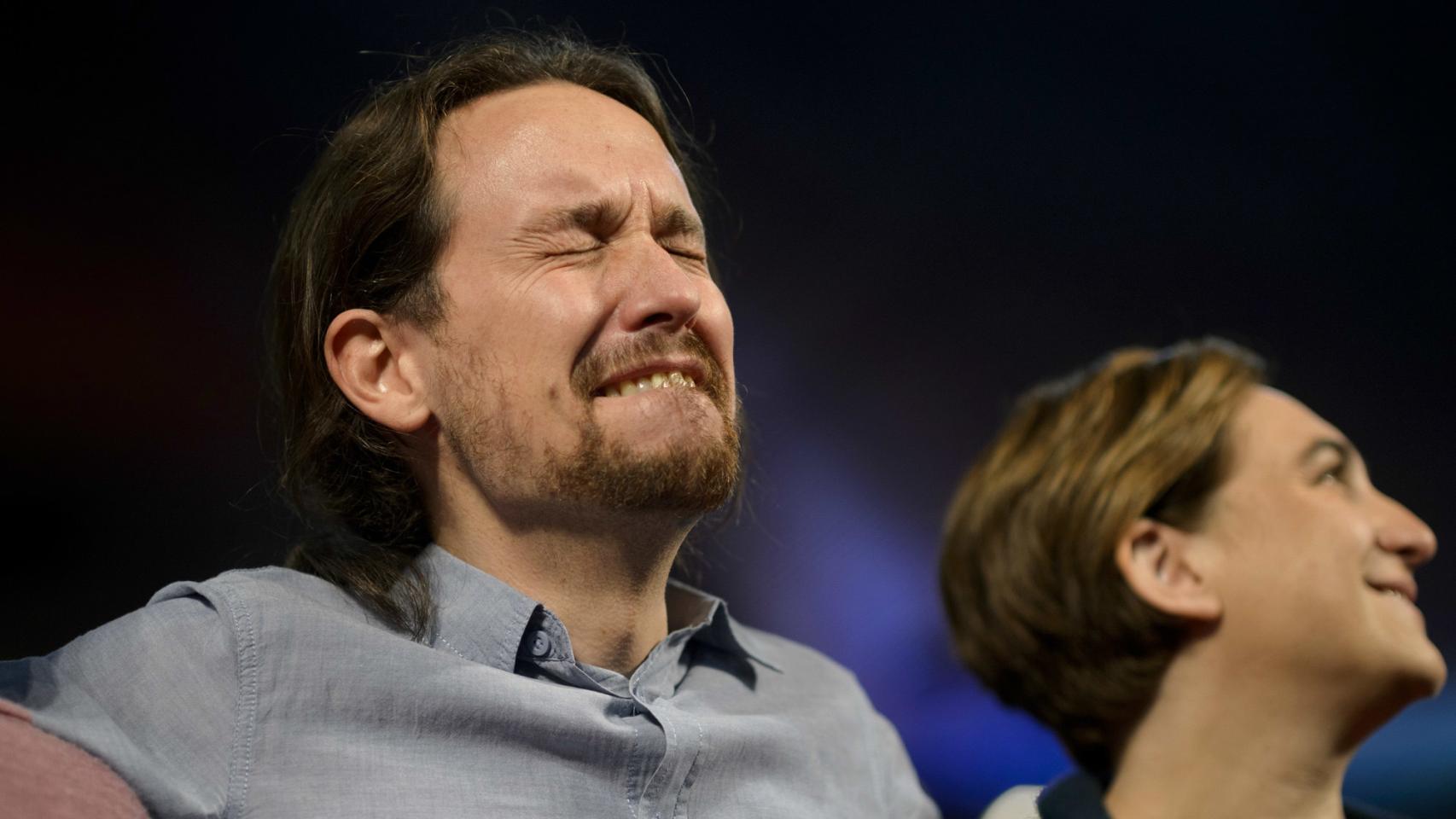 Pablo Iglesias y Ada Colau en su mitin en Madrid