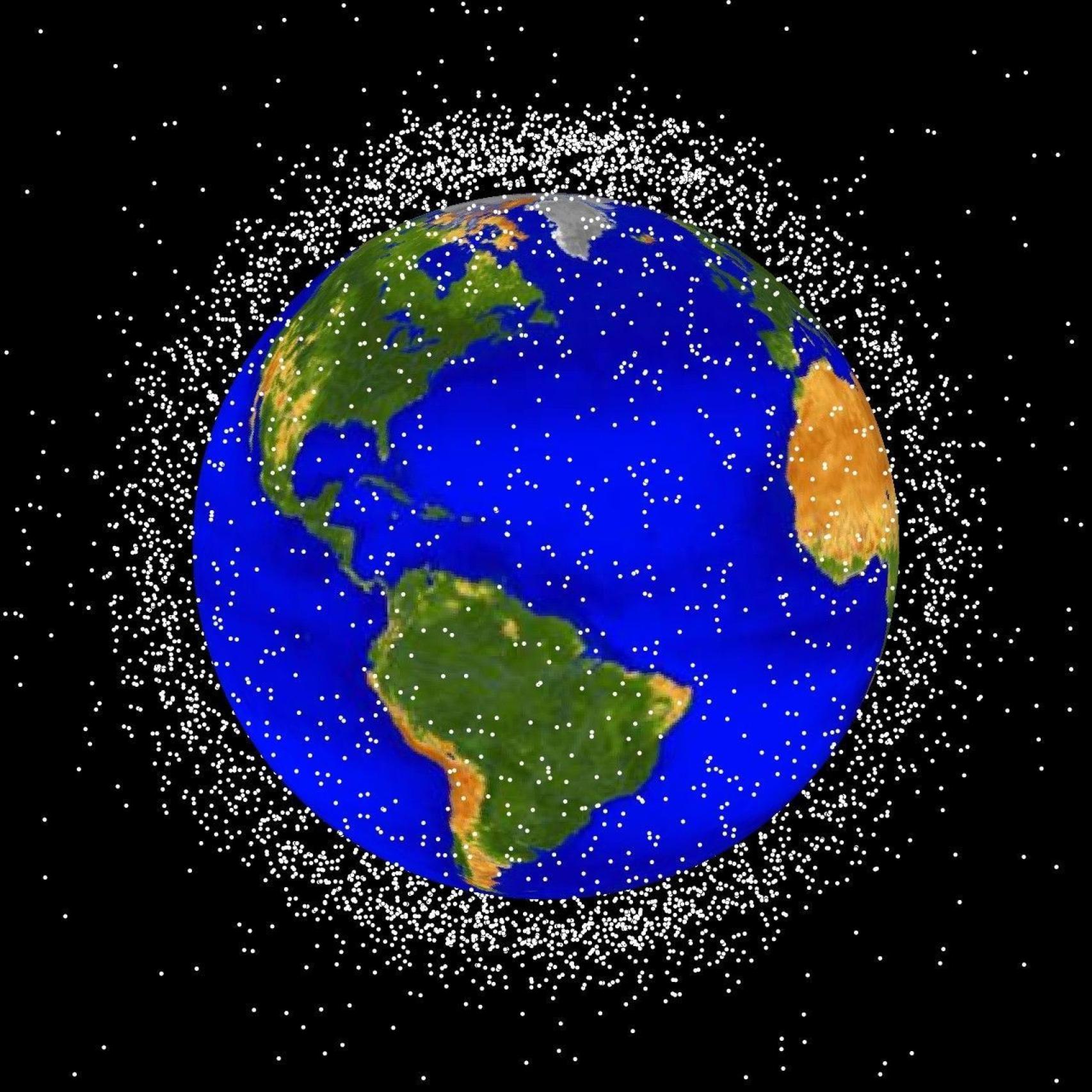 La chatarra espacial en órbita baja terrestre.