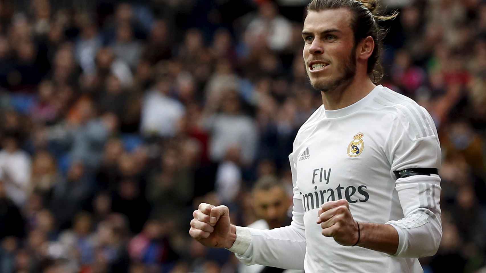 Gareth Bale celebra uno de sus goles ante el Rayo Vallecano.