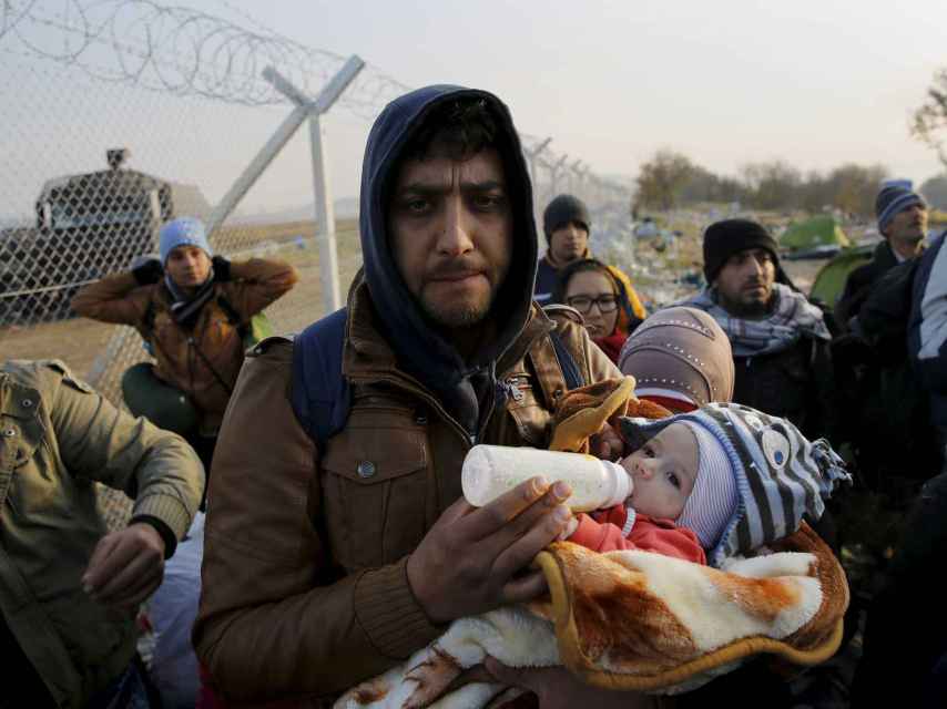 Refugiados en la frontera de Grecia y Macedonia.