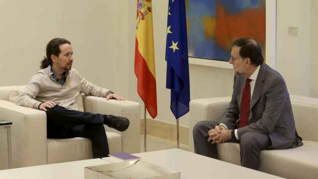 Mariano Rajoy y Pablo Iglesias durante la reunión que han celebrado hoy en el Palacio de La Moncloa