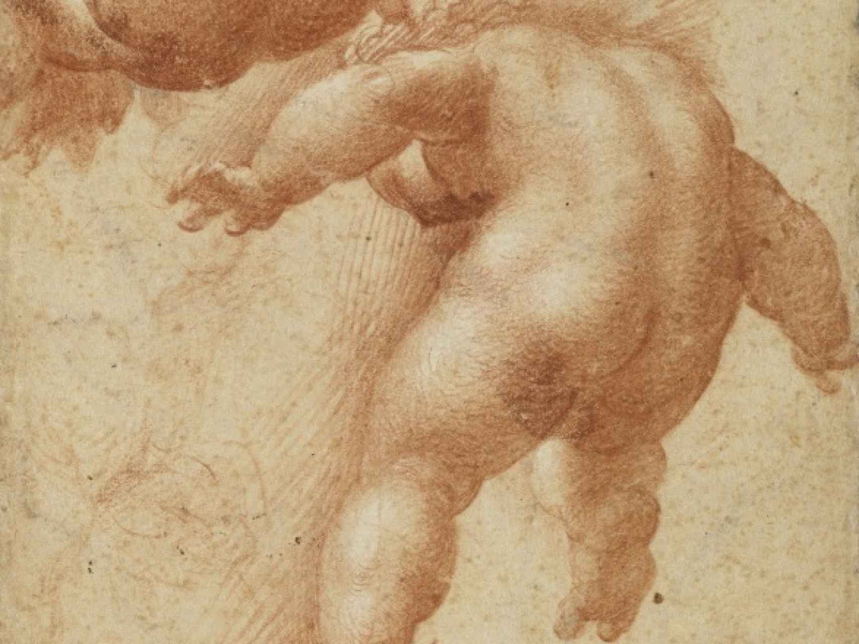 Fragmento de los dos putti volantes de Parmigianino, boceto en el Louvre.