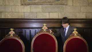 Carles Puigdemont, el lunes, momentos antes de renunciar a la alcaldía de Girona