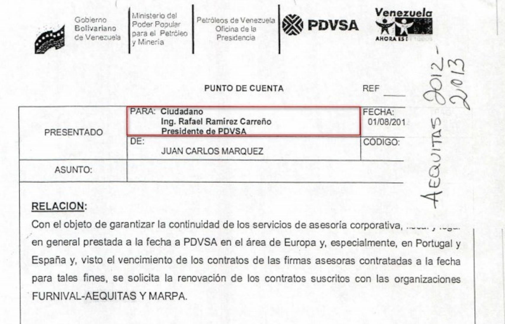 Renovación del contrato entre las empresas de Alejo Morodo y PDVSA.