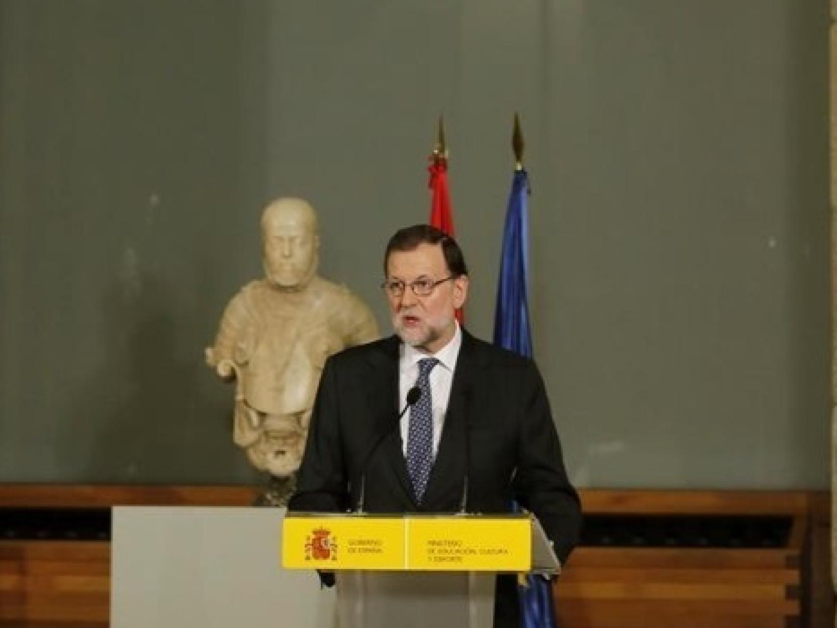 El presidente del Gobierno en funciones, durante el acto en el Museo del Prado.