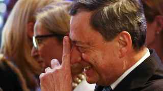 El presidente del BCE, Mario Draghi, en un acto en la Bolsa de Alemania