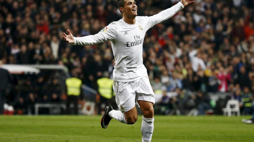 Cristiano celebra su primer gol de la noche