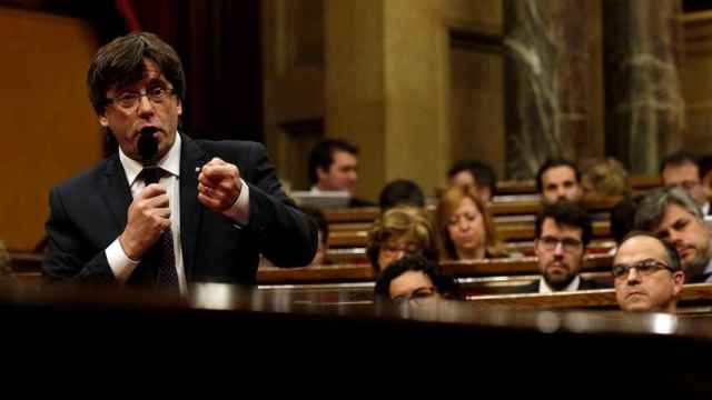 Carles Puigdemont en una sesión de este miércoles en el Parlament