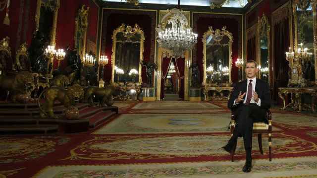 El Rey durante el último discurso de Nochebuena desde el Palacio Real