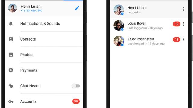 Facebook Messenger añade soporte multicuenta