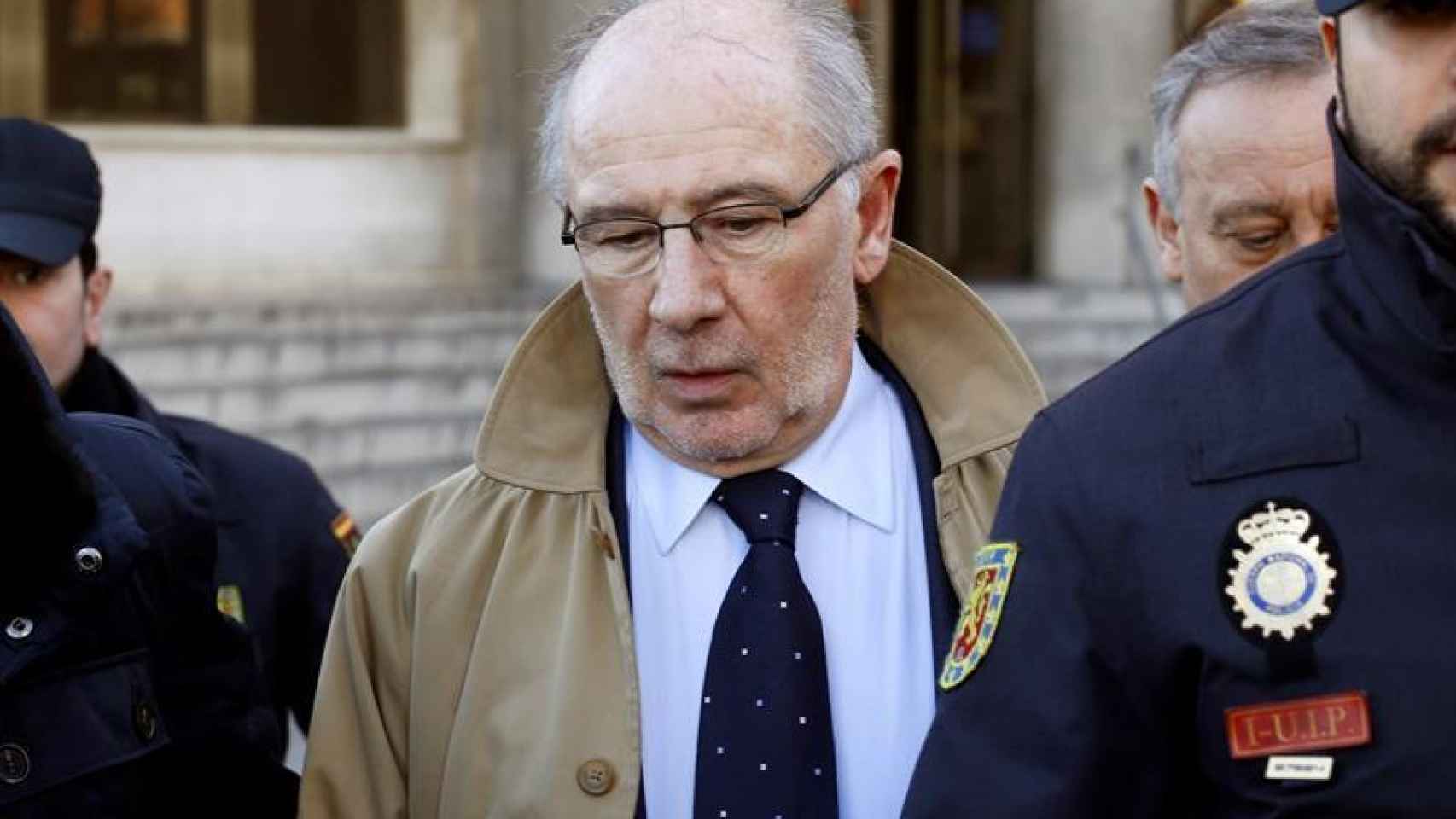 El expresidente de Bankia Rodrigo Rato, a su salida de los juzgados.