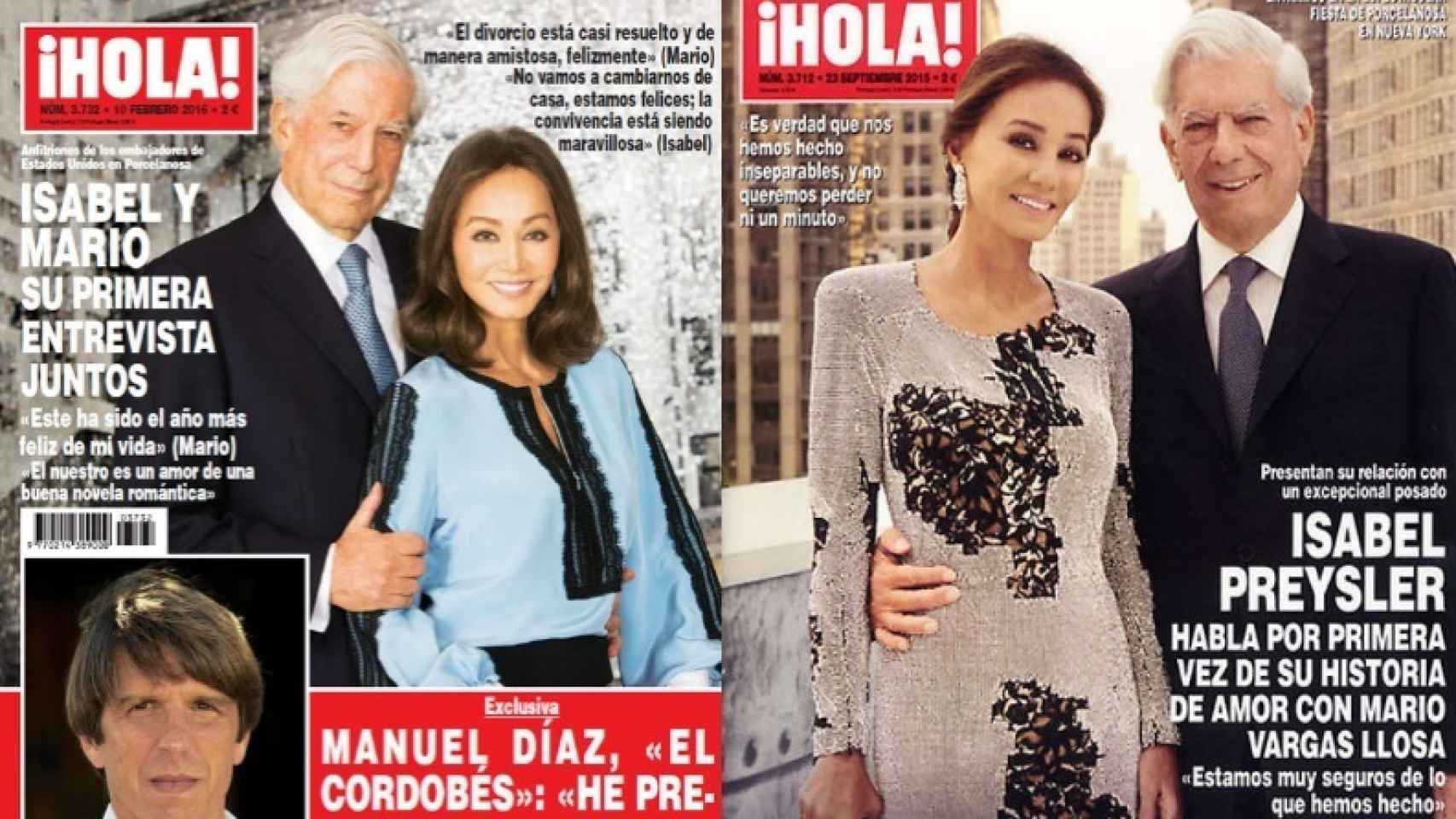 Las portadas posadas de Mario Vargas Llosa y su pareja en el Hola!.