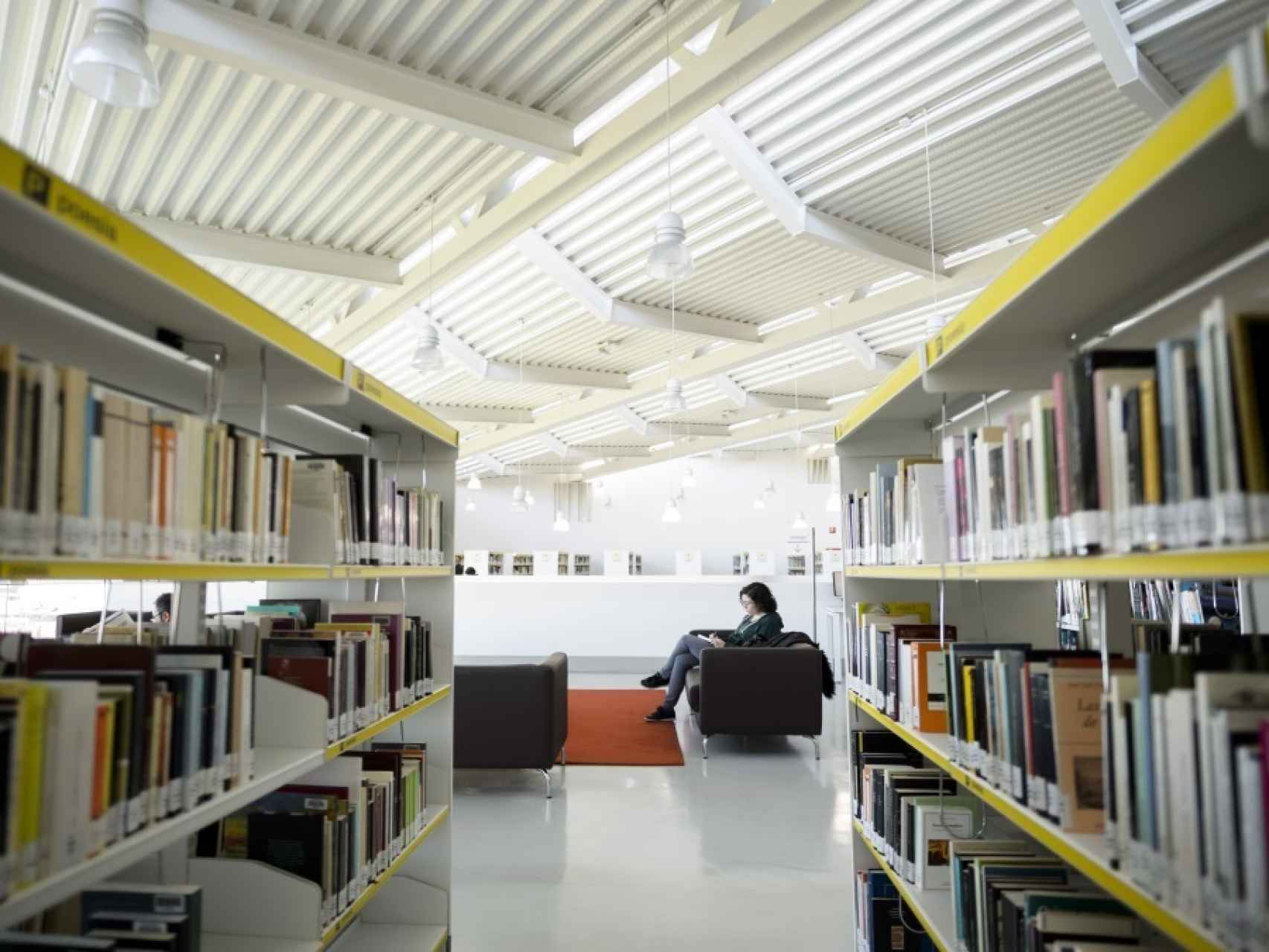 Una lectora en la biblioteca Luis Rosales, en Madrid.
