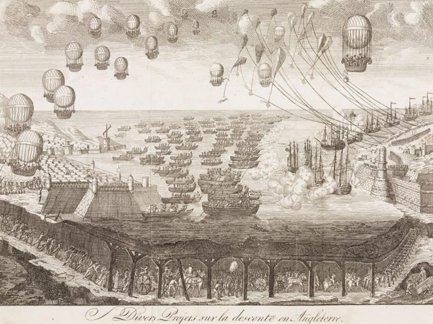 Esquema del plan napoleónico para invadir Inglaterra.
