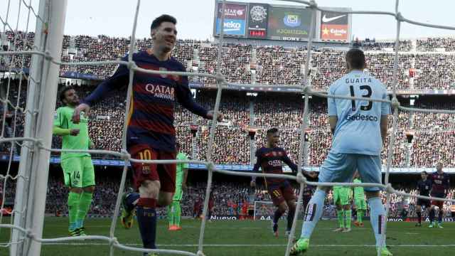 Messi y Neymar celebran un gol ante el Getafe