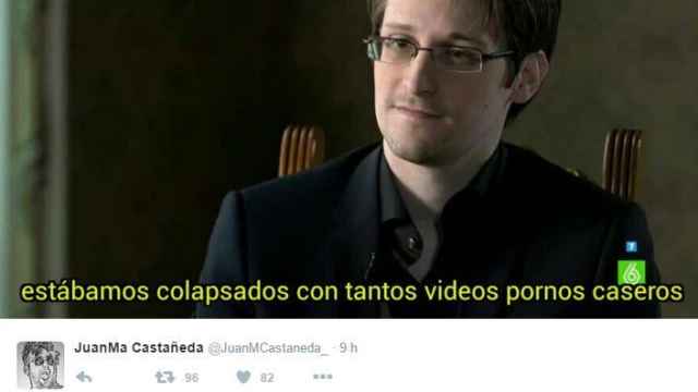 Uno de los montajes que bromean sobre la entrevista a Edward Snowden en 'El Objetivo'.