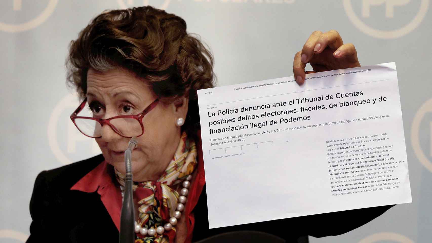 Rita Barberá durante una rueda de prensa en Valencia.