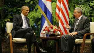 Obama y Castro durante su reunión.