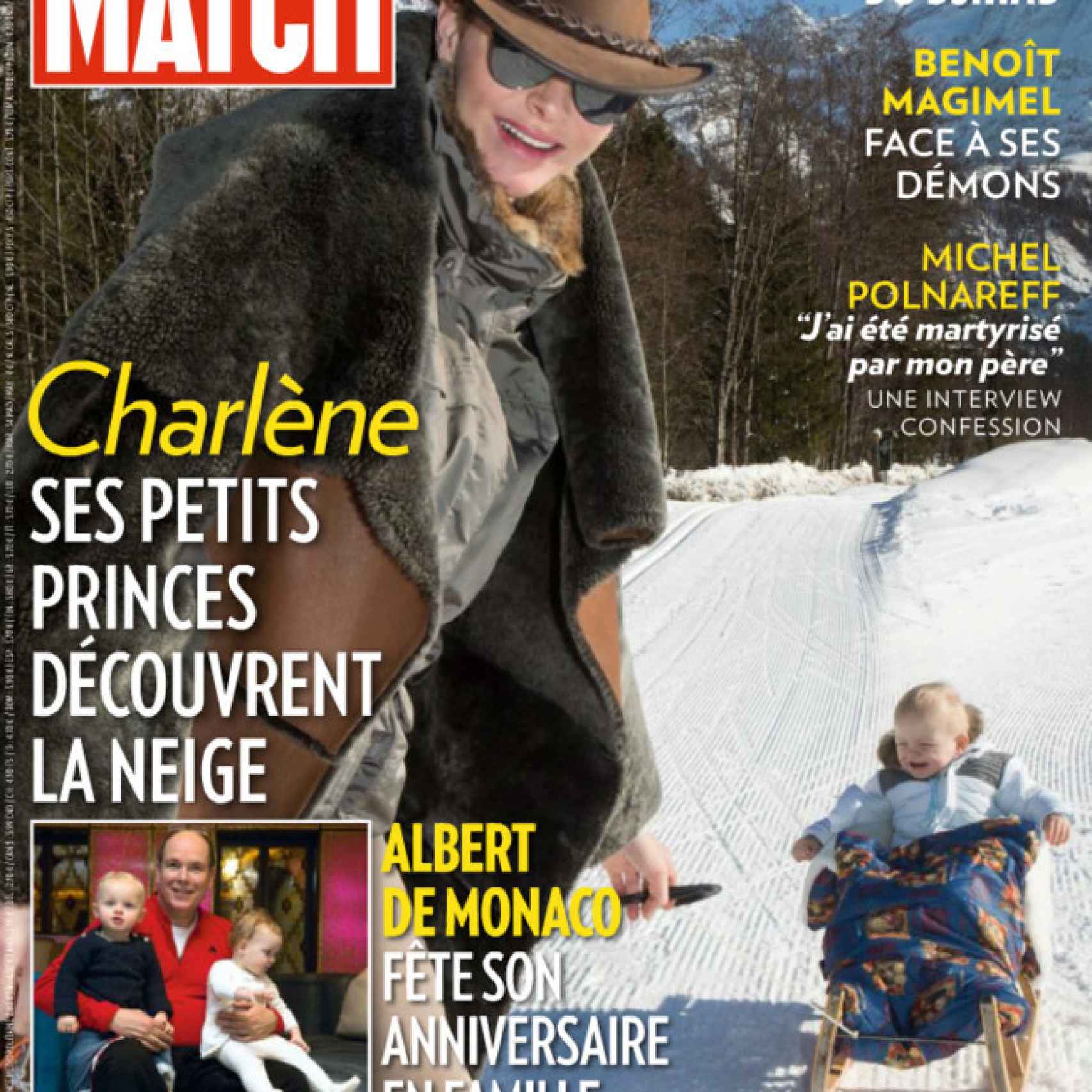 Portada de la revista francesa dónde se ve a Charlène feliz en Gstaad