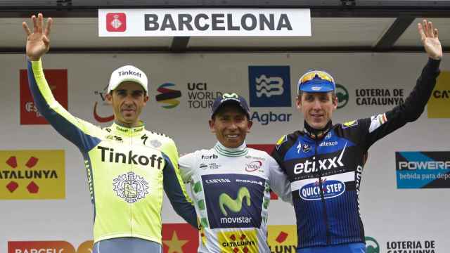 Contador, Quintana y Martin en el podio de la Volta 2016.