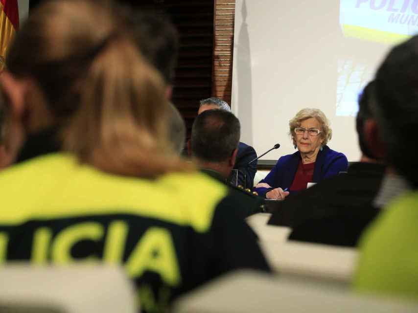 Manuela Carmena durante la presentación del nuevo plan de Policía.