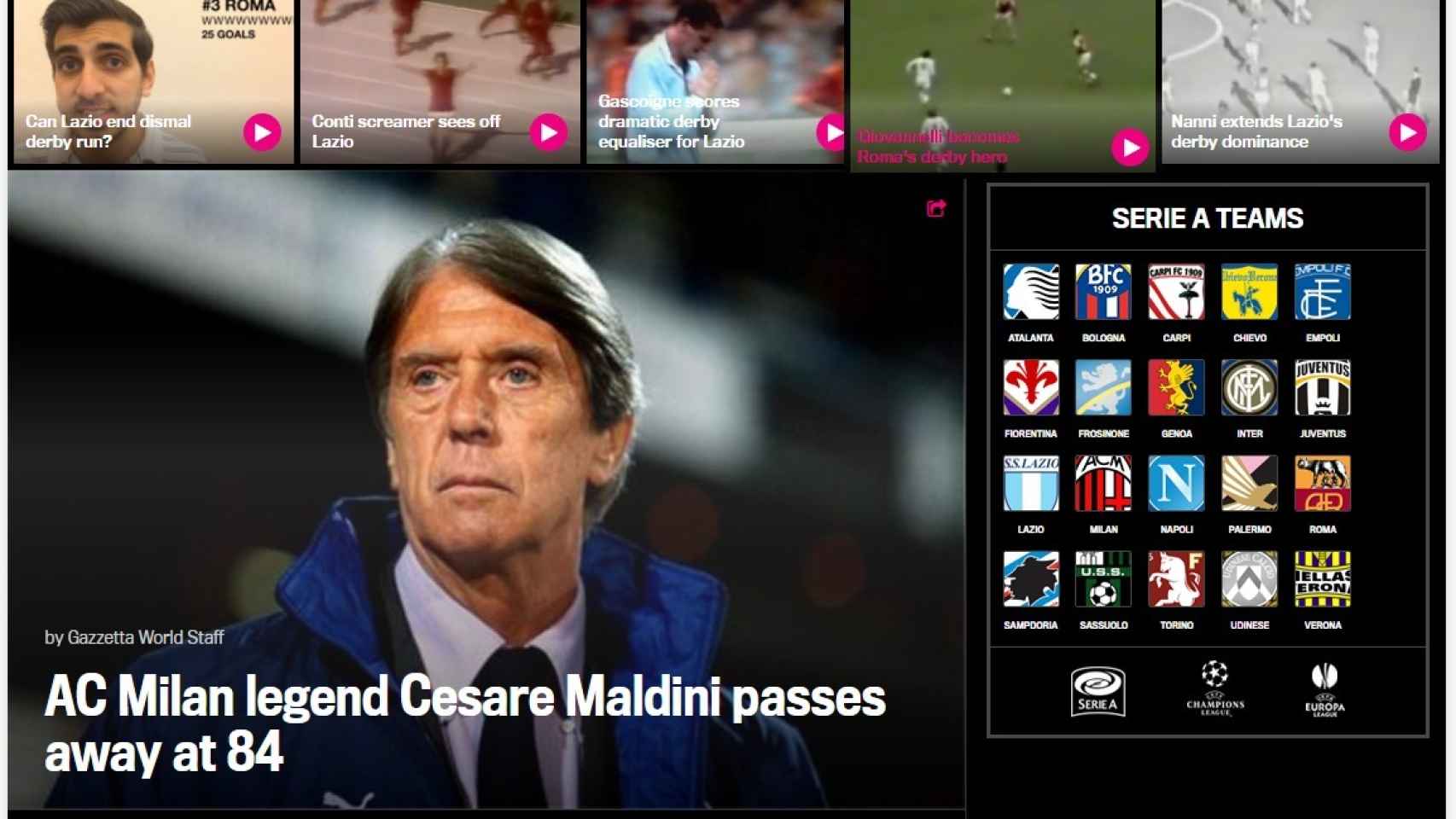 Cesare Maldini en la portada de la 'Gazzetta dello Sport'
