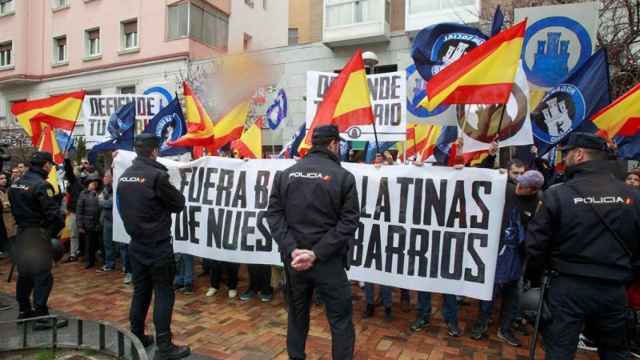 La protesta de Hogar Social, en el barrio madrileño de Tetuán.