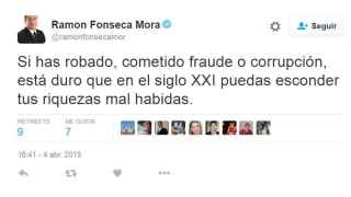 El tuit de Ramón Fonseca un años exacto antes de descubrirse la trama.
