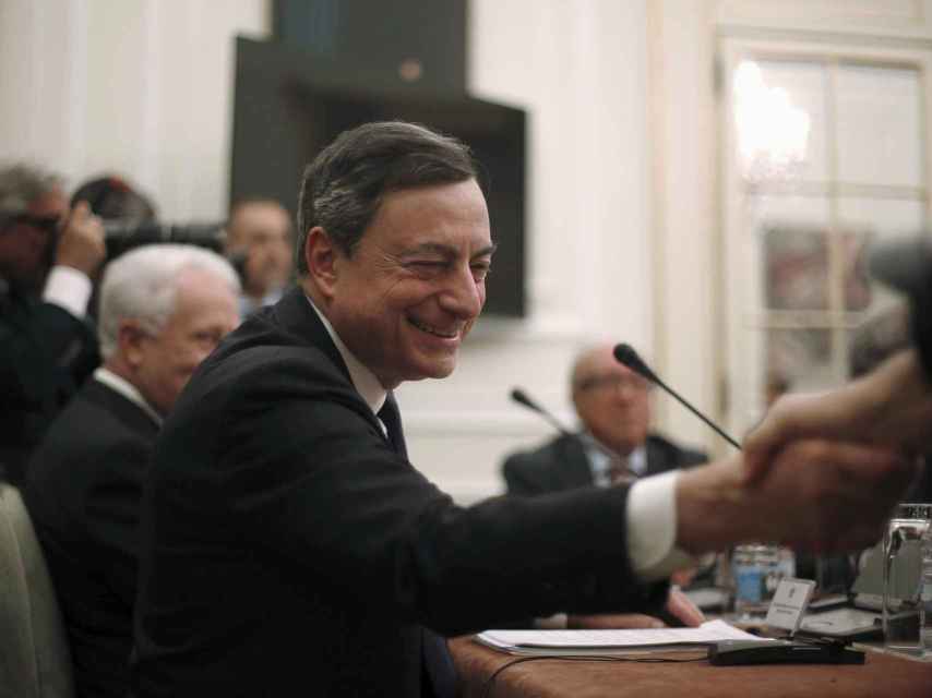 El presidente del BCE durante su visita a Lisboa.