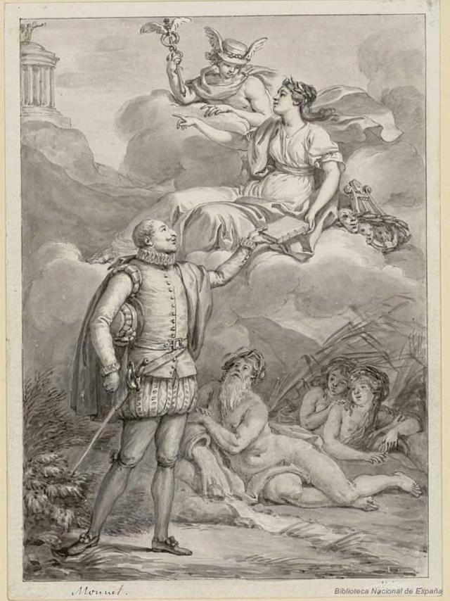 Cervantes y su musa.