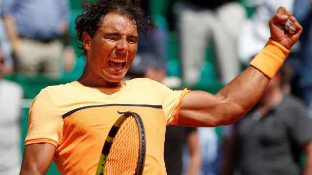 Rafa Nadal celebra su pase a las semifinales de Montecarlo.