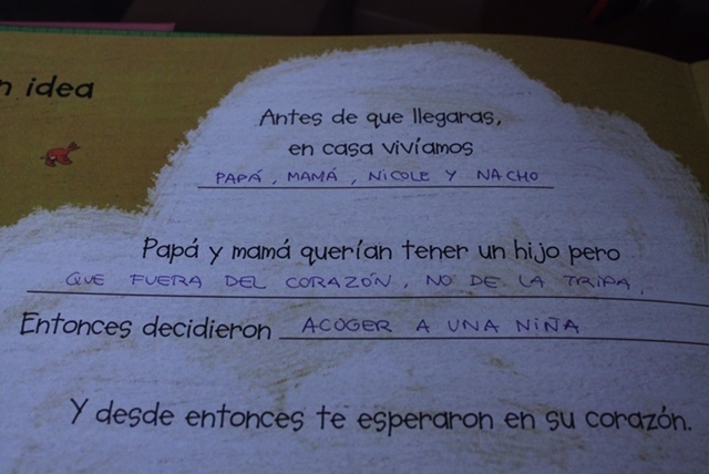 Imagen del libro de acogimiento.