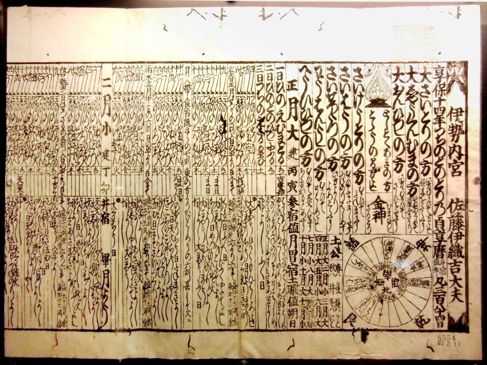 Calendario japonés de 1729.