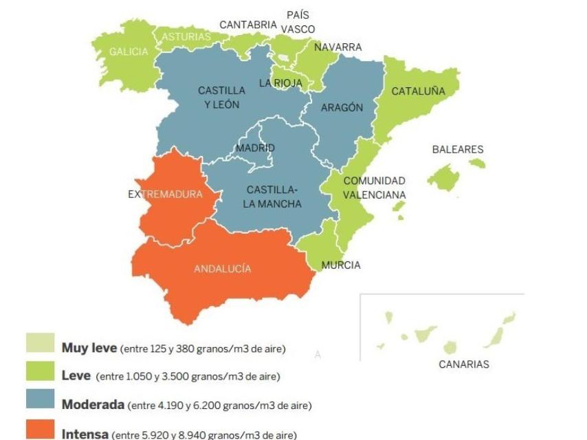 Predicción de polen para la primavera de 2016.