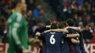 El Atlético de Madrid celebra su gol ante Bayern.