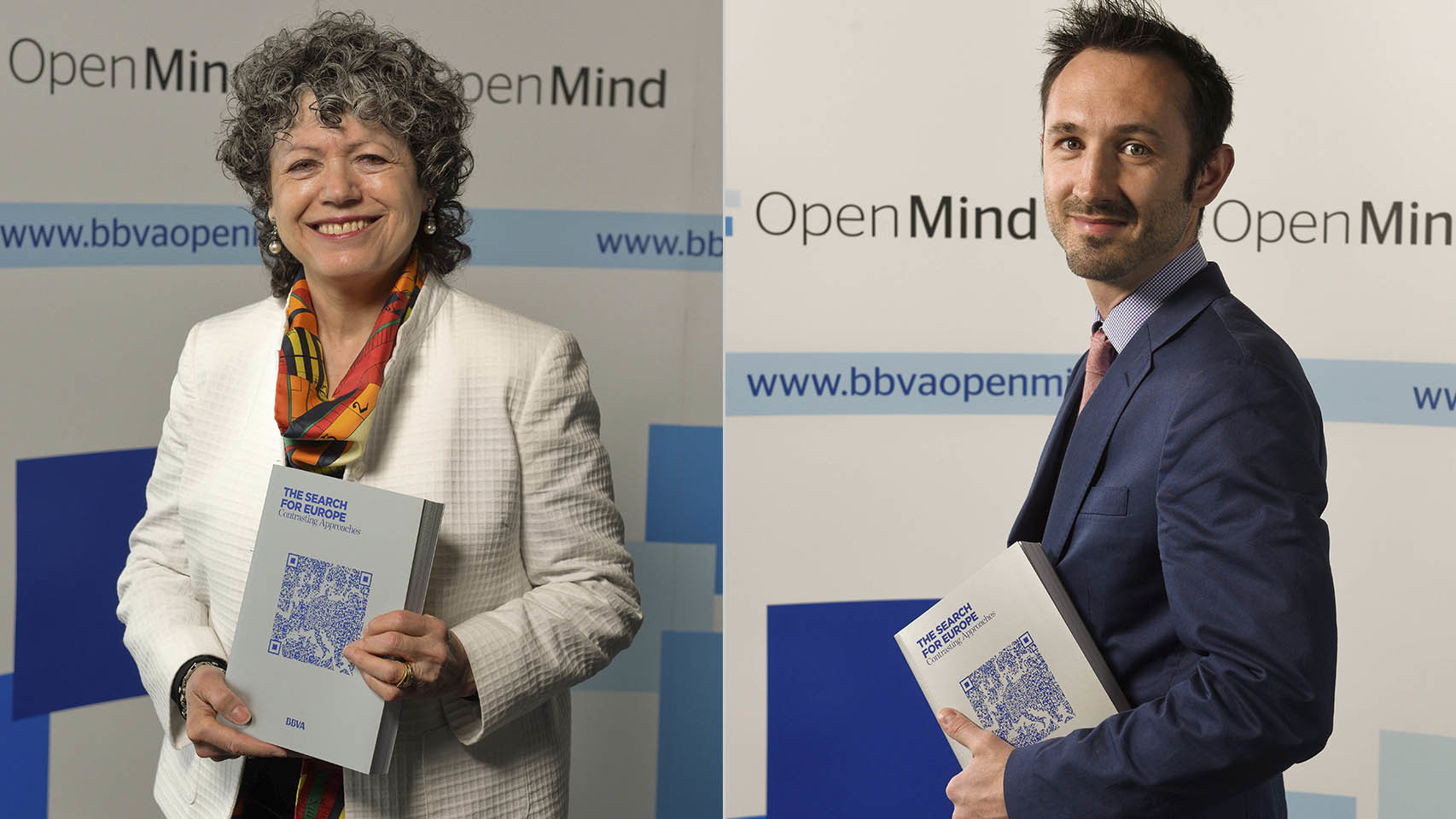 Los profesores Schmidt y Bickerton, en la presentación del libro La búsqueda de Europa.