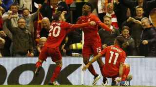 Los jugadores del Liverpool celebran un gol ante el Villarreal.