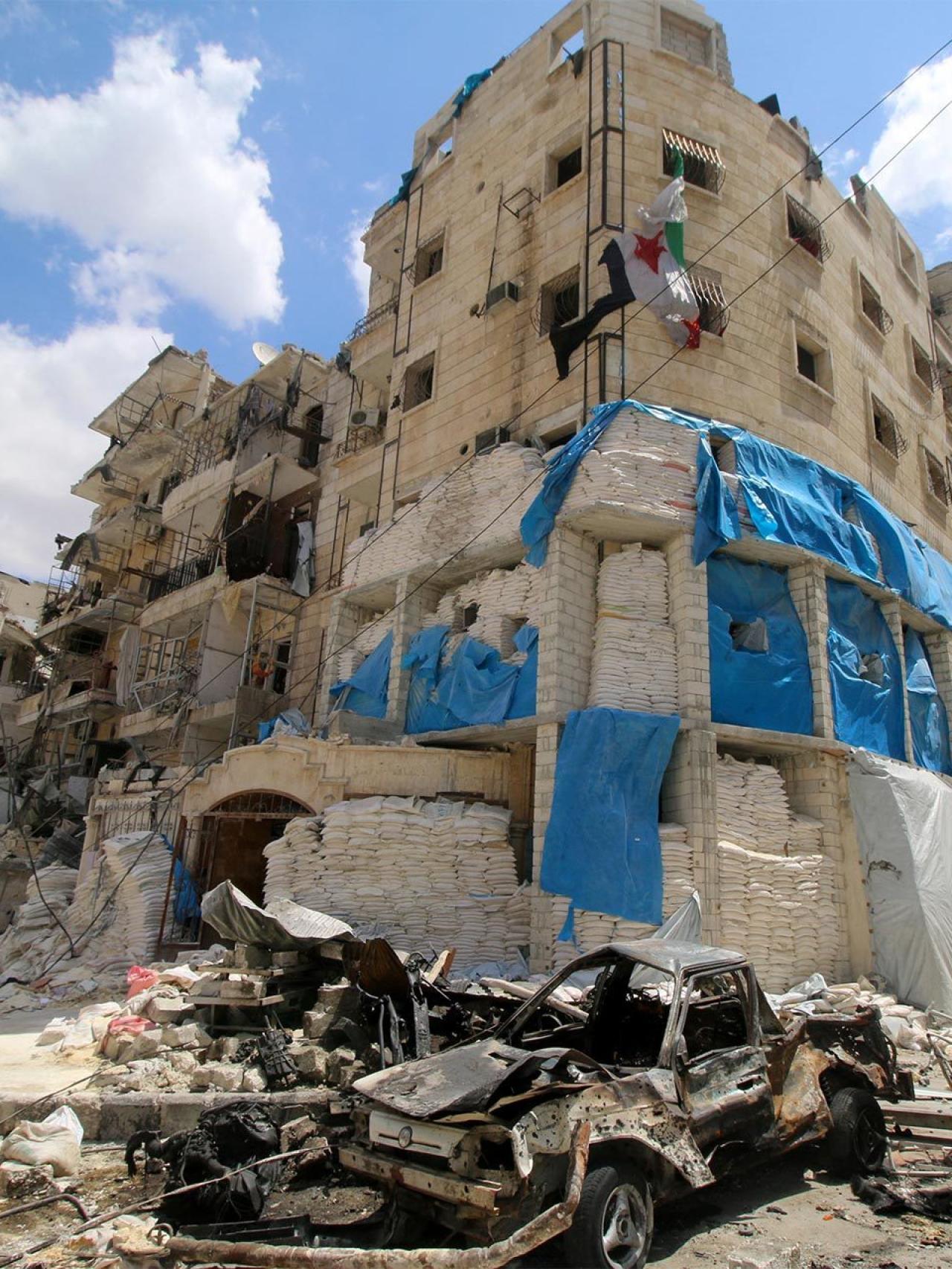 Hospital de Al Quds, en el que murió el doctor Maaz, después del bombardeo.