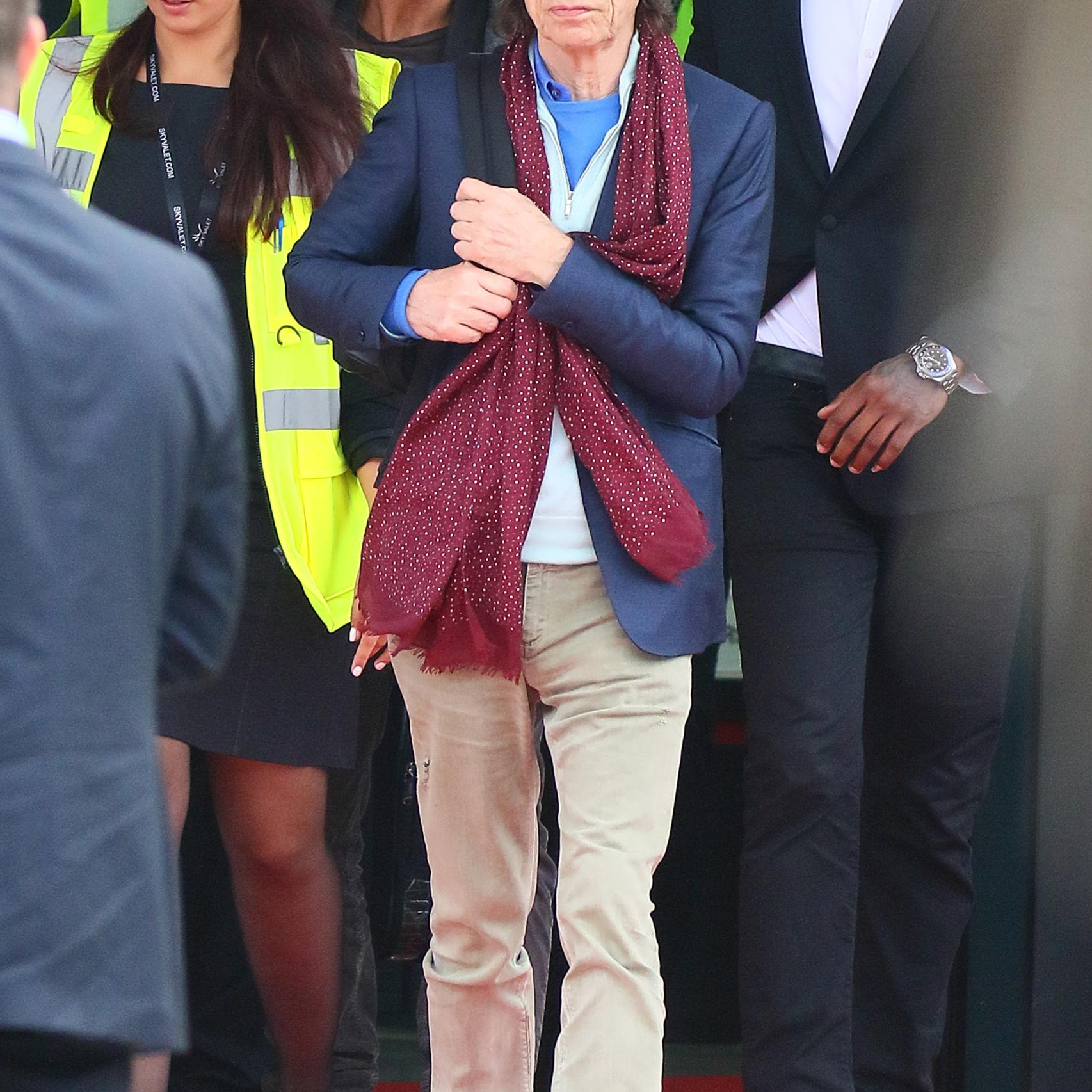 Mick Jagger llegó con su jet privado a Cannes