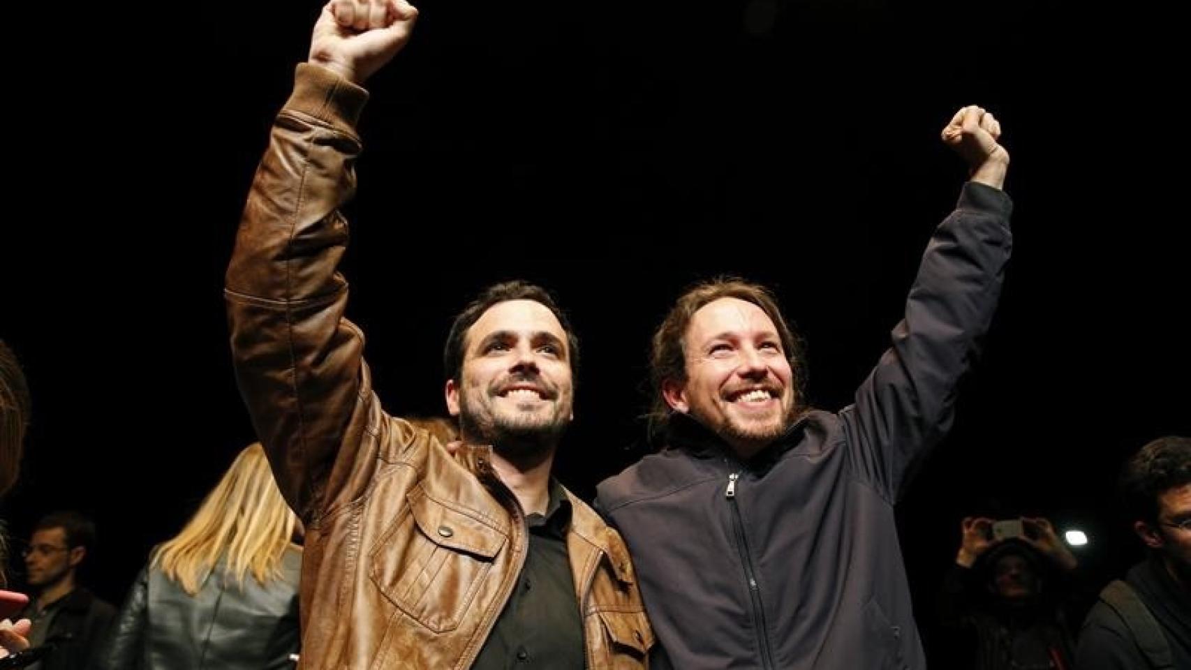 Los líderes de Podemos, Pablo Iglesias, y de Izquierda Unida, Alberto Garzón/Ballesteros/EFE