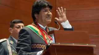 Bolivia's President Evo Morales speaks during a ceremony in Sucre