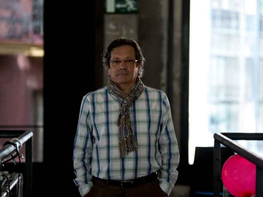 Santiago Eraso durante la entrevista, en Media Lab Prado.